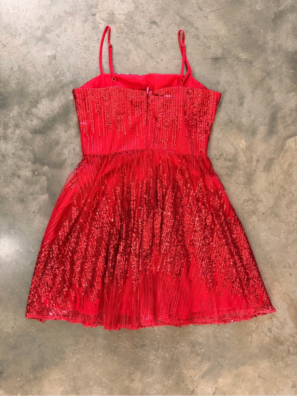 Soieblu Red Sequin Fit & Flare Mini Party Dress Sleeveless Size Medium - Picture 3 of 12